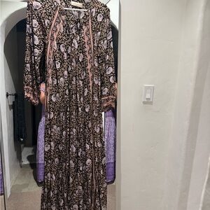 Natalie Martin Black and Pink Floral Long Sleeve Dress